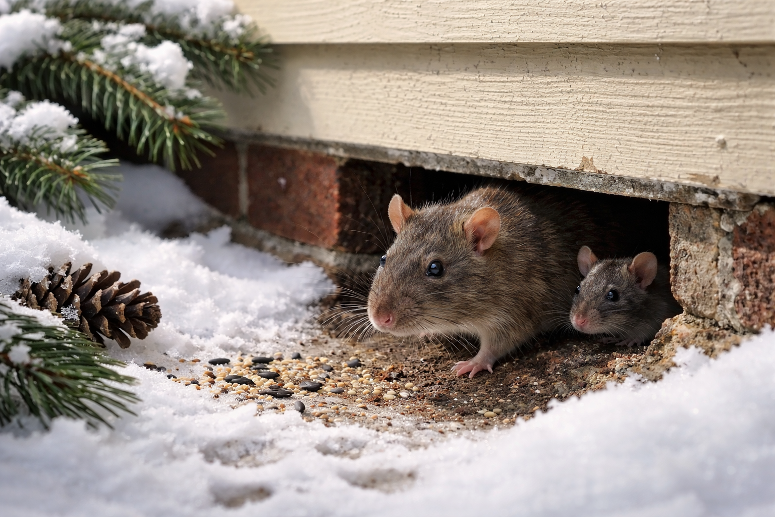 Mouse entering home in winter in Huntsville Alabama